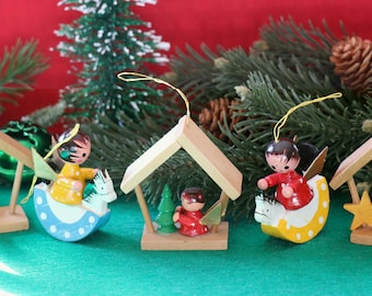 1 Vintage Wooden Angel  Christmas Ornament