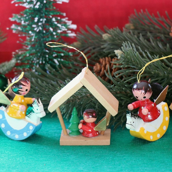 1 Vintage Wooden Angel  Christmas Ornament