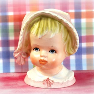 Vintage 1960&#39;s Relpo Ceramic Baby Girl Head Vase from Japan