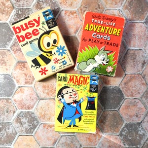 1 Box mit Vintage 1950er Kinder Spielkarten