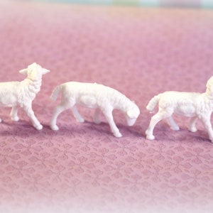 3 Vintage Miniature Plastic Sheep image 2