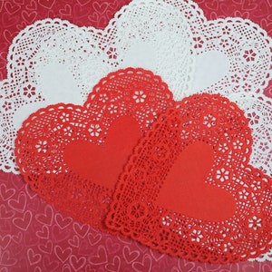 Pack of 6 Vintage Paper 6" Heart Doilies