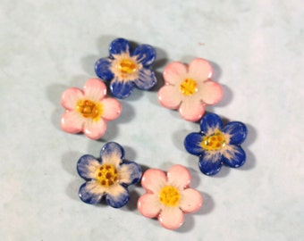 1 Vintage Ceramic Flower Cabochon