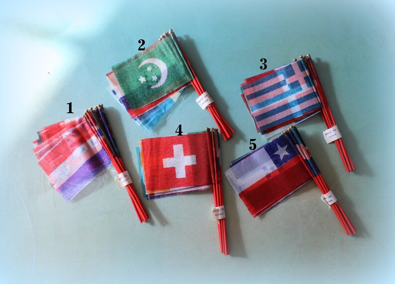 10 Vintage Miniature International Silk Flags - Etsy