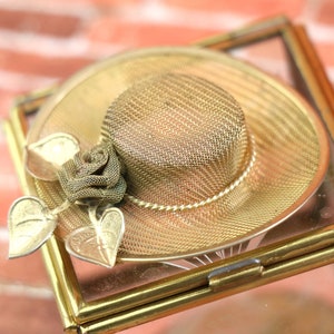 Vintage Brass Brimmed Hat Brooch