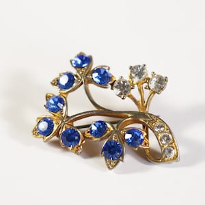 Vintage Blue Rhinestone Brooch