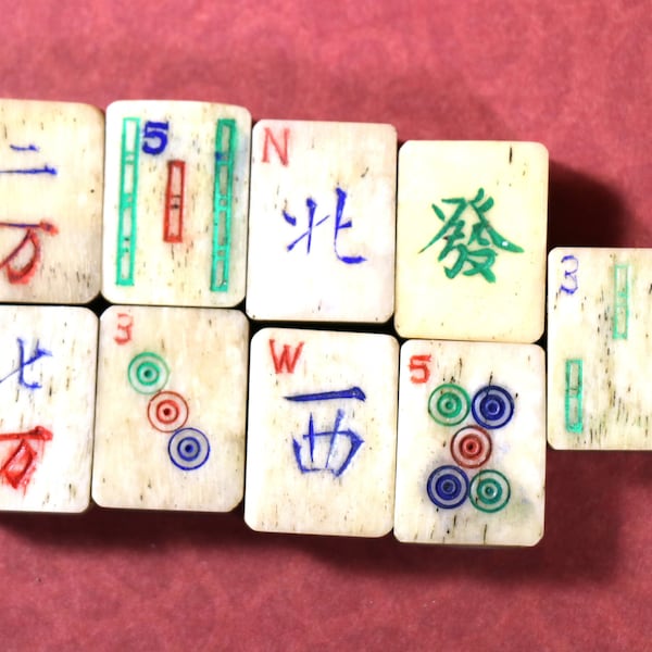 1 Vintage Bone Mahjong Tile