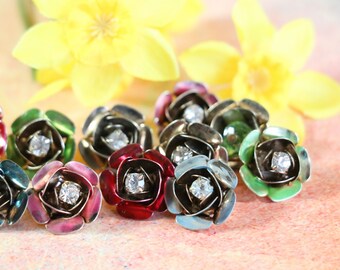 1 Vintage Metal and Rhinestone Flower Embellishment - LAST TWO