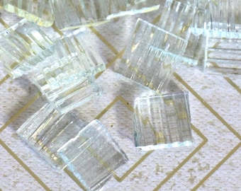 22 Small Clear Ridged Glass Tile Pieces