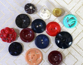 10 Vintage Fancy Plastic Buttons