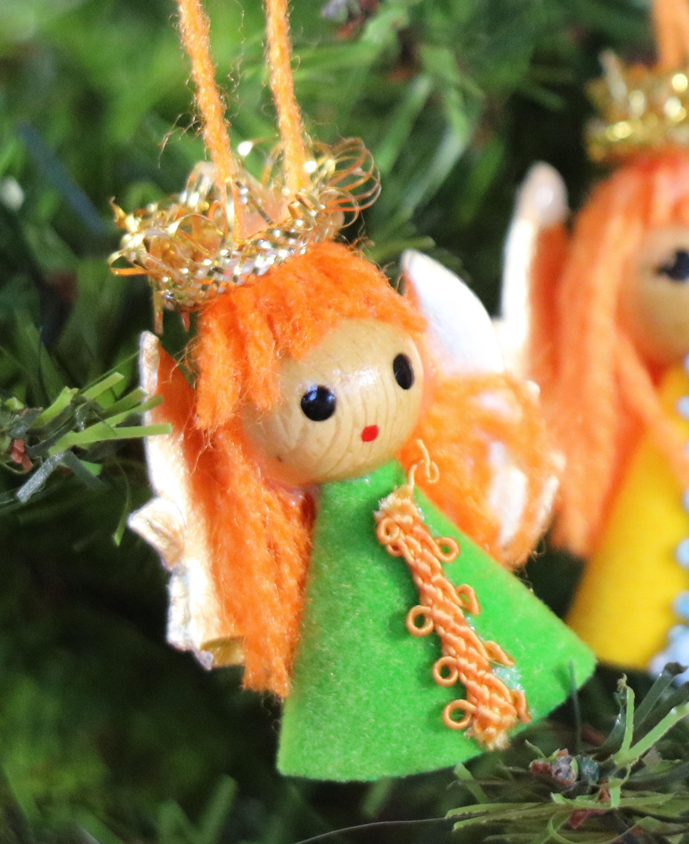 1 Vintage Tiny Angel Ornament - Red, Yellow or Green - Etsy