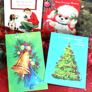 1 tarjeta de Navidad familiar vintage sin usar