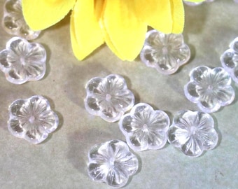 3 Vintage Clear Glass Flowers