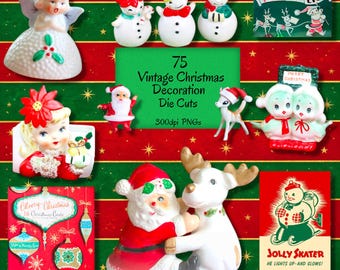 75 Vintage Christmas Figurines, Boxes, Ornaments