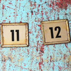 1 Vintage Small Metal Double-Sided Numbered Tag