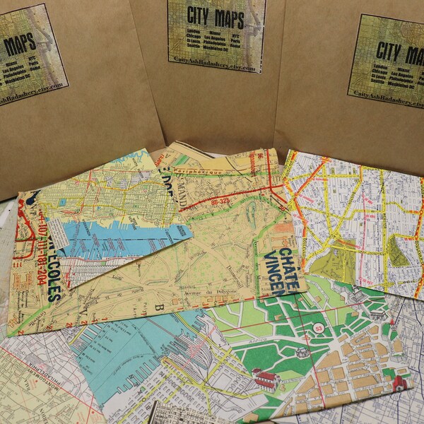 1 Pack of Vintage City Walking Map Pieces