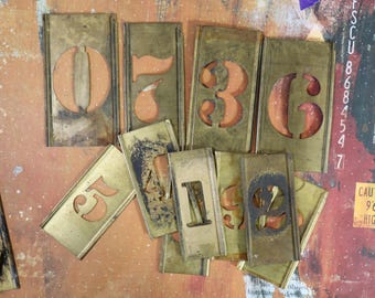 1 Vintage Brass Number Stencil  - 2 Sizes