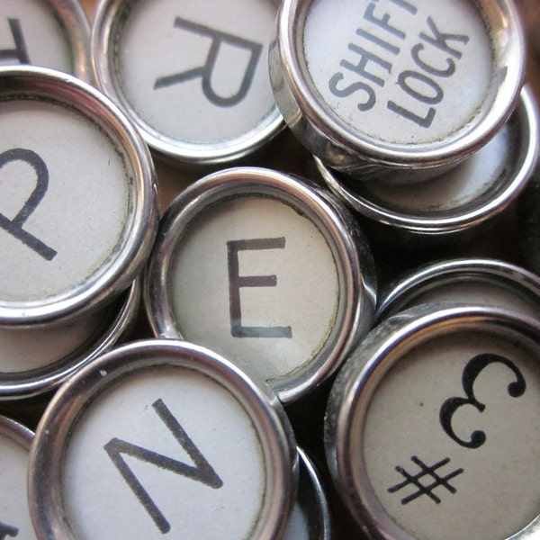 4 Antique Glass and Metal Typewriter Keys