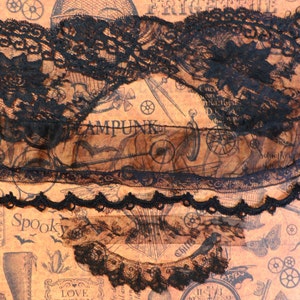 5 Vintage Black Lace Samples for Halloween