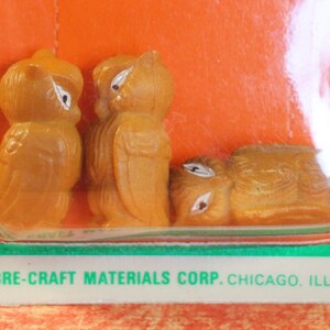 1 Vintage Unopened Package of 3 Miniature Plastic Animals from Hong Kong Owl