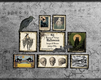 165 Antique & Vintage Halloween Themed  Images and Diecuts