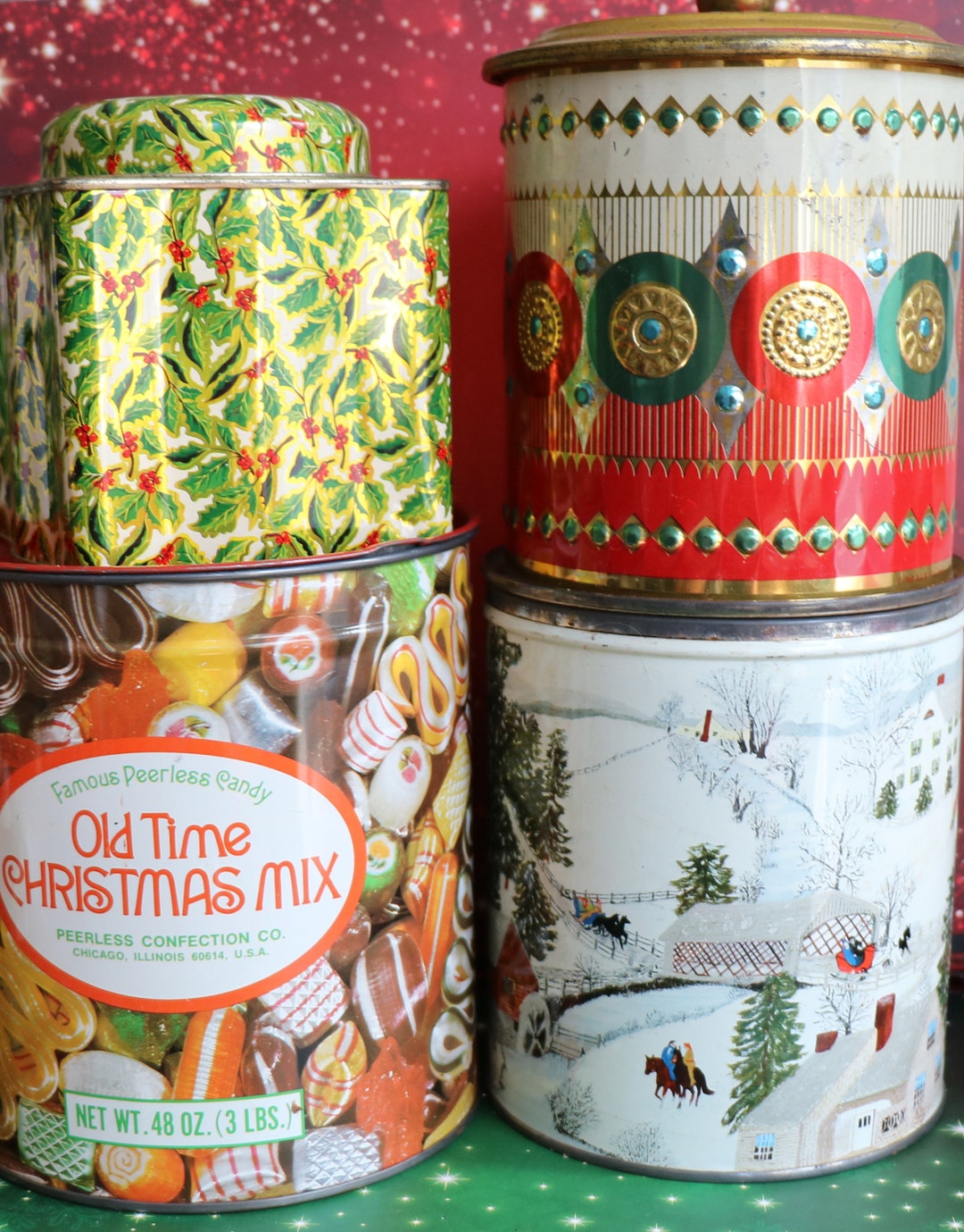 1 Vintage Mid-century Christmas Tin 5 Choices - Etsy