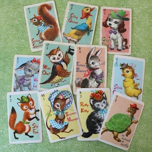 1 adorável jogo de cartas vintage para crianças Rummy