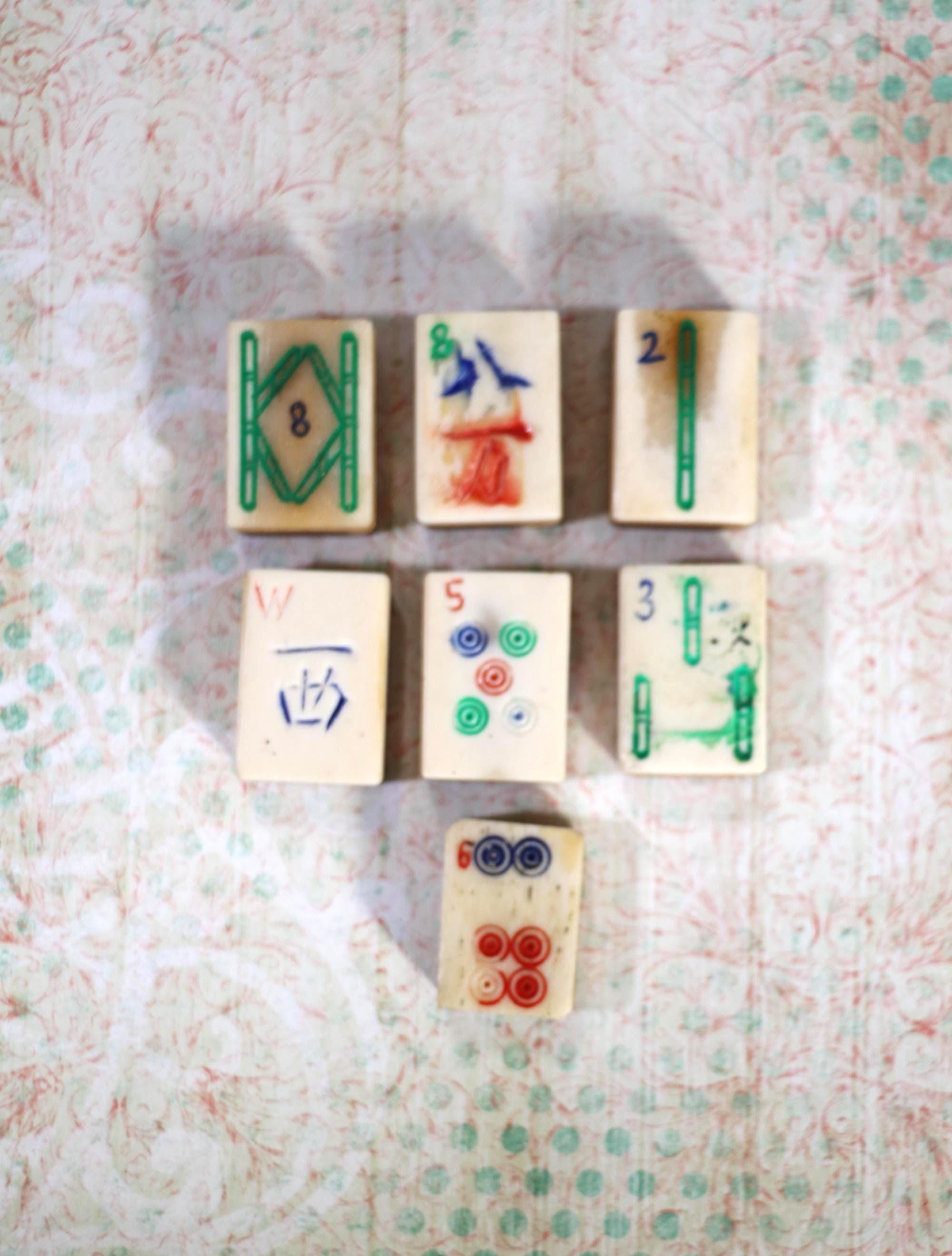 Ancien jeu MAH JONG coffret bois 144 pièces - FR