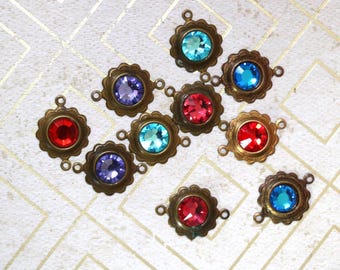 2 Brass and Rhinestone Connectors