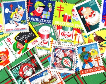 14 Vintage Christmas Seals from the 20's,30's,40's,50's,60's, and 70's