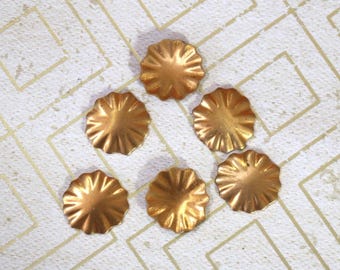 2 Vintage Brass Scalloped Circles