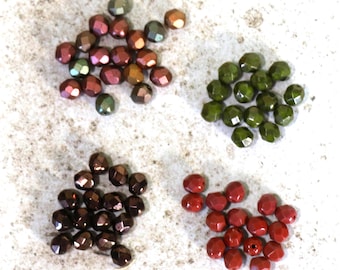 24 or 25 Czech Glass 6mm Round Faceted Beads