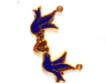 1 Vintage Brass Blue Bird Jewelry Connector
