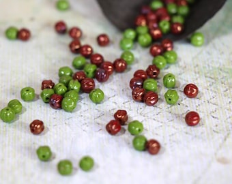 50 - 4mm Czech Glass Melon Beads in Copper or Green