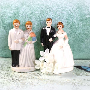 1 Vintage Ceramic Bride and Groom Cake Topper