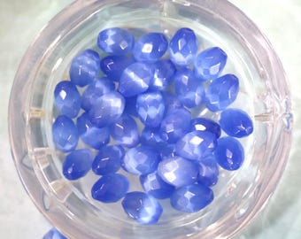 20 Blue Variegated Cut Glass Beads
