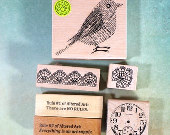 1 or 2 Wood Mounted Rubber Stamps