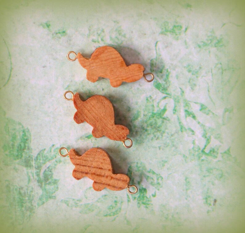 2 Vintage Wooden Turtle Charms image 4
