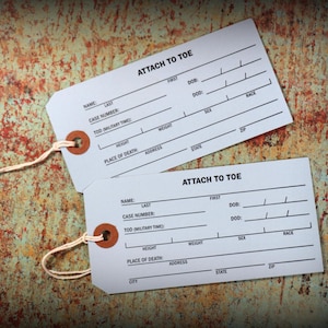 1 Vintage Authentic Toe Tag for Morgue or Halloween