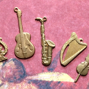 1 Vintage Brass Instrument Charm