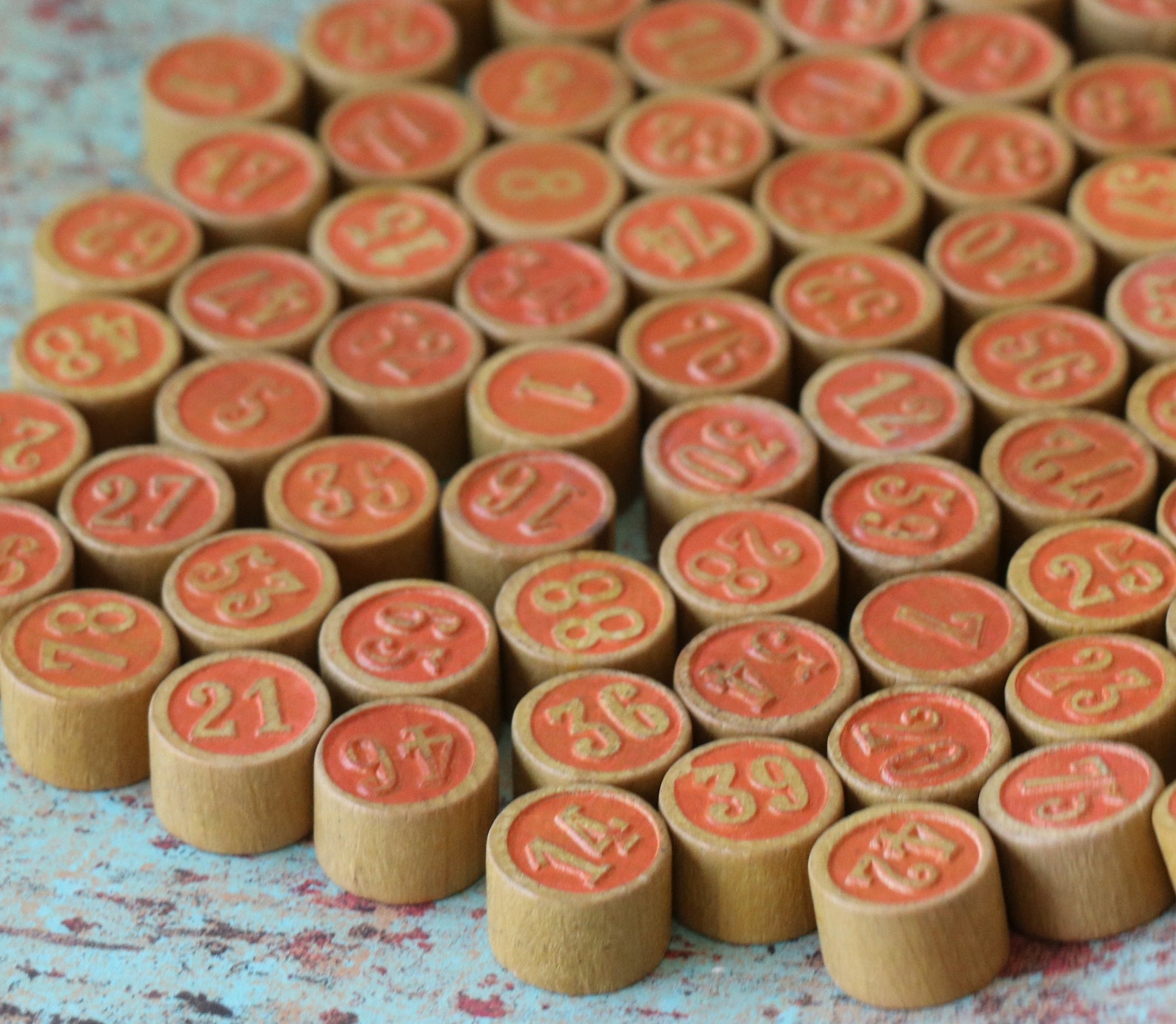 3 Antique French Lotto Wooden Numbered Tokens - Etsy