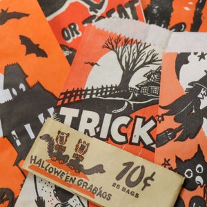 4 zabytkowe papierowe torby na smakołyki na Halloween
