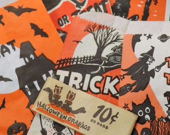 4 Vintage Halloween Paper Treat Bags