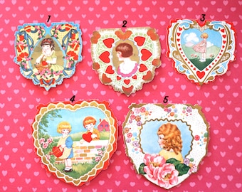 1 Vintage Heart Shaped Valentine - 12 Choices