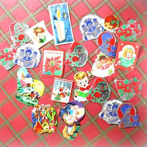 6 Vintage 1940&#39;s, 1950&#39;s, 1960&#39;s Christmas Stickers