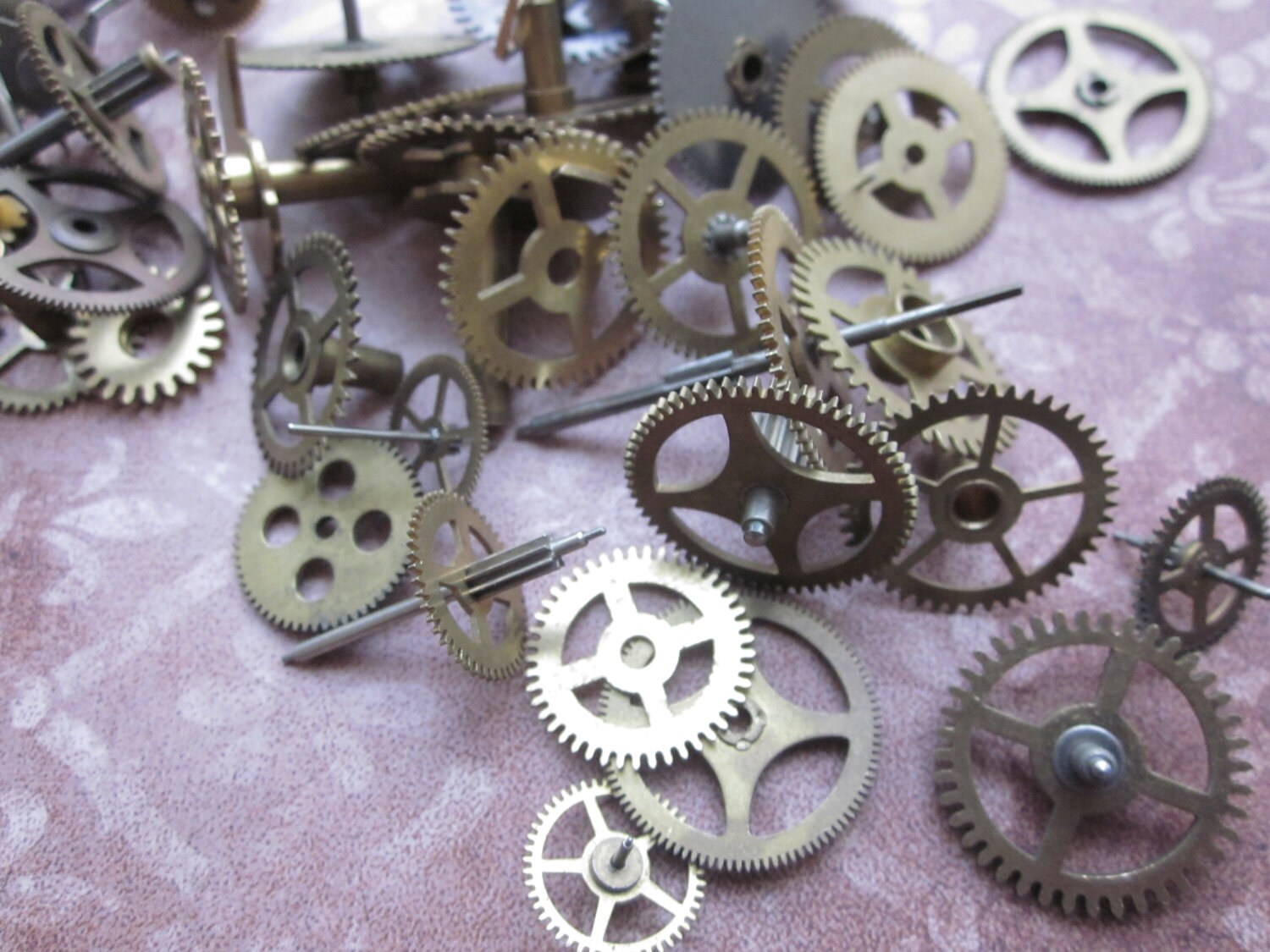 4 Vintage Small Brass Gears Etsy