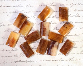 3 Brown Toned Jasper Rectangle Beads