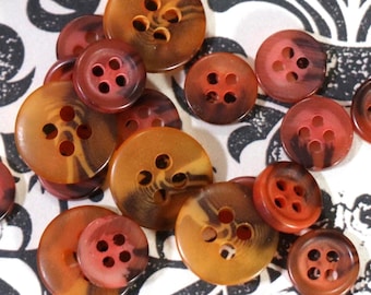 5 Vintage Black/Orange Plastic Halloween Buttons