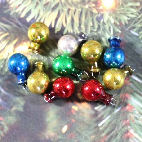 5 Vintage Very Small Mercury Glass Christmas Ornaments