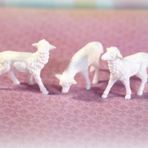 3 Vintage Miniature Plastic Sheep image 1